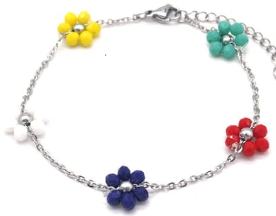 Armband Dames - Bloemen - RVS - Lengte 17-21 cm - Zilverkleurig