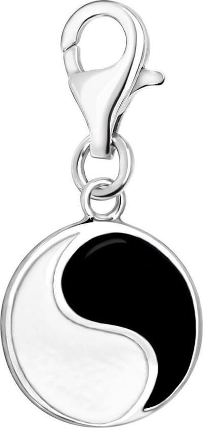 Quiges – 925 - Zilver – Charm - Bedel - Hanger - Yin Yang Symbool - met – sterling - zilver - karabijnslot - geschikt - voor -Bedelarmband HC050