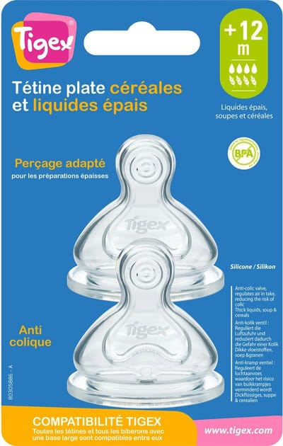 Tigex | Autonomie+ babyfopspeen | anti-kolic brede hals zuiger | + 12 m | 2 stuks 12+ m