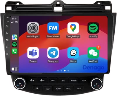 CarPlay autoradio geschikt voor Honda Accord (2003 t/m 2008) | 9 inch | Android 13 | Draadloos Apple CarPlay & Android Auto | 2GB + 32GB | QuadCore processor | Denago DNG-A168 | 2025 model | 2003 2004 2005 2006 2007 2008 | Bluetooth & Wifi