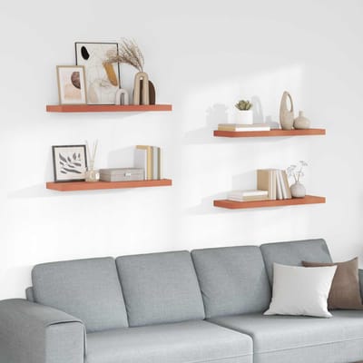 vidaXL - Wandplank - 4 - st - Rood - 80 - x - 23,5 - x - 3,8 - cm - Bewerkt - hout