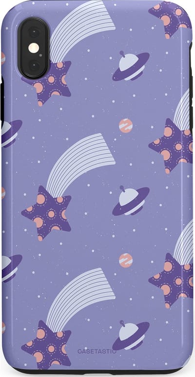 Casetastic Hoesje Geschikt voor Apple iPhone Xs Max - Stijlvolle Beschermende Duo-layer Case - Sterrenhemel Lila