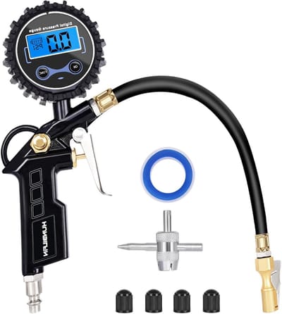 Bandenspanningsmeter met inflator - Luchtpomp banden - Veilig rijden - HD digitaal display - 250 psi - Zwart