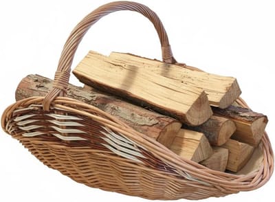Houten mand voor brandhout met jute 60 x 34 cm | haard opslag | rieten mand