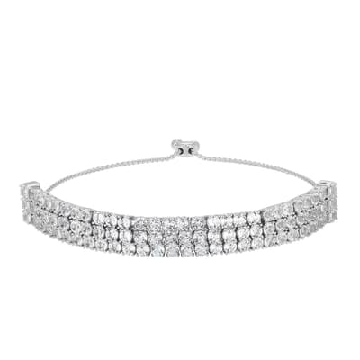 Cavill - Verstelbare Zilveren Armband - 925 Sterling Zilver - 84 Witte Topaas 8,254 ct - Elegante Braziliaanse Edelstenen Pavé - Dames Sieraden