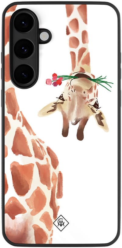 Casimoda® hoesje - Geschikt voor Samsung Galaxy S25 FE - Giraffe - Zwart TPU Backcover - Giraffe - Bruin/beige