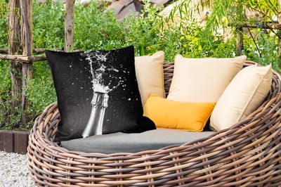 Sierkussen Buiten - Champagne - Zwart - Spetters - Popping - 60x60 cm - Weerbestendig