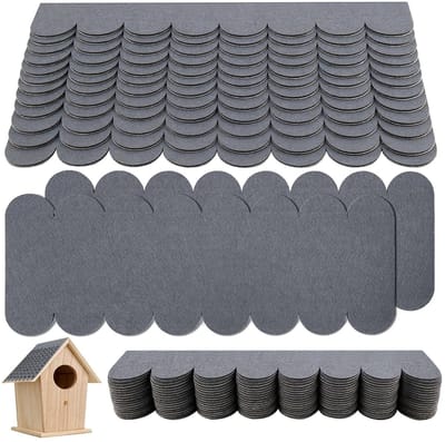 Zelfklevende Dakbedekking - 32 Stuks Dakshingles voor Vogelhuisjes, DIY Decoraties en Nestkasten (Grijs)