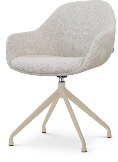 Nolon Nola-Mae Draaibare Eetkamerstoel Beige Gemêleerd - Beige Onderstel - Armleuning - Comfortabel - Japandi - Stoffen