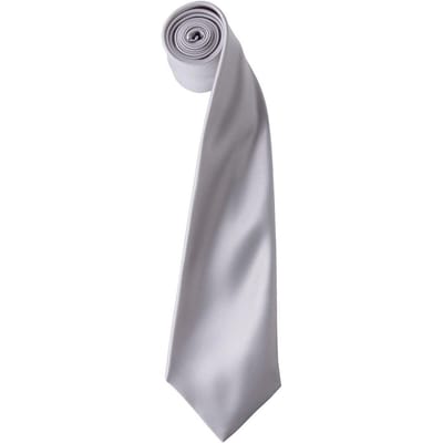 Premier Kleurencollectie Satijnen Stropdas (Zilver)
