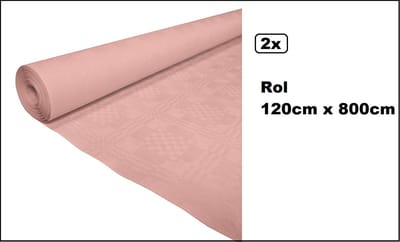 2x Tafelrol tafelkleed licht roze 120cm x 800cm papier - totaal 16 meter - Party diner food festival eten fun thema feest party