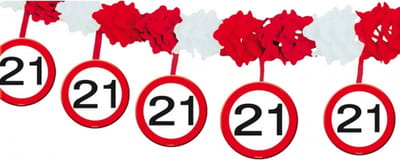Verkeersborden verjaardag feest slingers 21 jaar van 4 meter - Feestartikelen/versiering