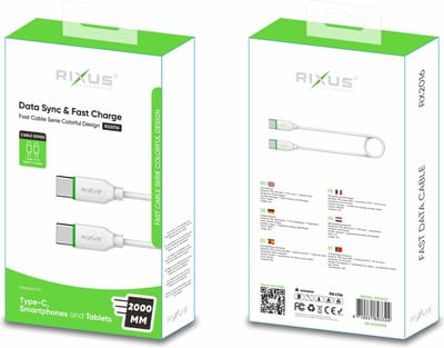 RIXUS - oplaadkabel - USB C naar USB C Kabel - 2 meter - Snellader & Datasynchronisatie - Oplaadkabel geschikt voor o.a. Samsung, iPhone 15 & iPad