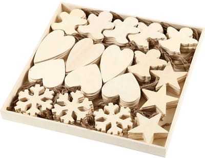 Creativ Company Ornamenten voor Kerst, afm 9-11 cm, dikte 4 mm, 90 assorti, triplex