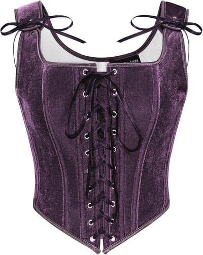 Dameskorset met middeleeuwse en renaissance-stijlen, vintage velours bustier met vetersluiting