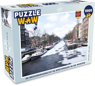 Puzzel De Brouwersgracht in Amsterdam in de winter - Legpuzzel - Puzzel 1000 stukjes volwassenen