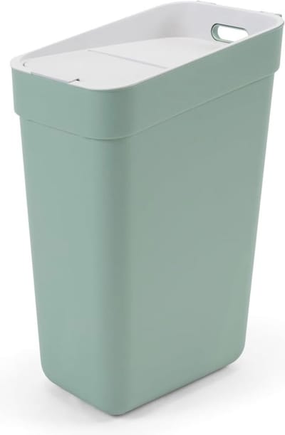 Prullenbak 30L met gesplitst deksel en muurhaken - Groen/Lichtgrijs