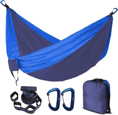 Dubbele Hangmat - Schommel Zitje - Buiten Ontspannen - Hoge Draagkracht - 260x140 cm - Blauw