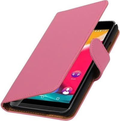 Rood Effen booktype wallet cover - telefoonhoesje - smartphone hoesje - beschermhoes - book case - hoesje voor Wiko Rainbow Jam 4G