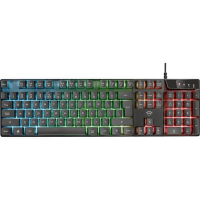 Trust GXT 835 Verlicht Gamingtoetsenbord - Gaming toetsenbord – Rainbow Wave-verlichting – Qwerty US - Zwart