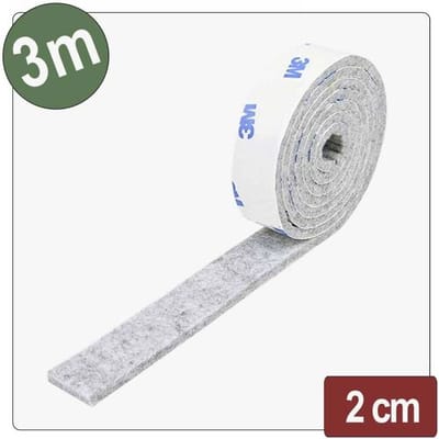Quadrios 26SA120 Viltglijders Zelfklevend, Rond Grijs (l x b x h) 3000 x 20 x 4 mm 3 m