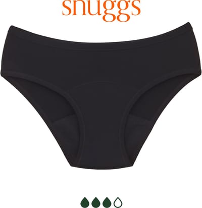Snuggs Menstruatie Ondergoed Sterke Absorptie Classic Zwart Period Underwear Zero Waste Maat M