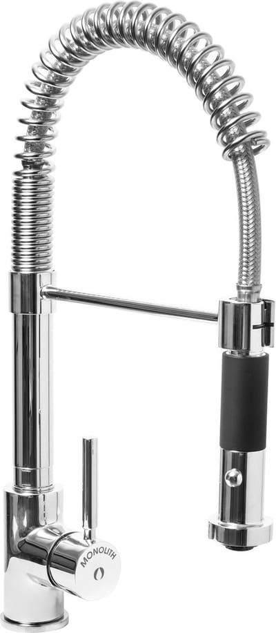 SARO Voorspoeldouche PAULA 1-gats Dubbele jet Eengreepsmengkraan RVS Veer 430 mm Voor hoge druk Professionele keukenkraan