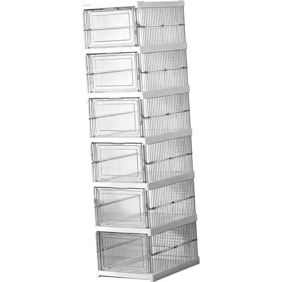 Boîte de rangement pour chaussures en plastique transparent empilable Organisateur de chaussures peu encombrant Étagère à chaussures pliable Contenant pour baskets Support 6