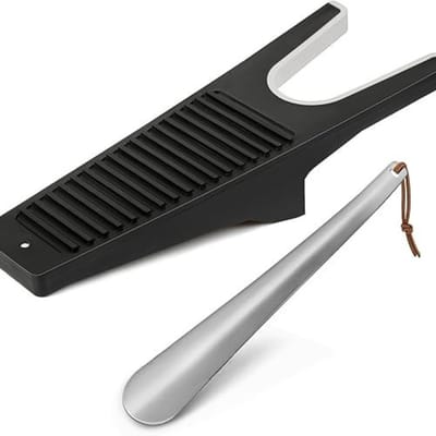 Famanu – Laarzentrekker voor Schoenen - Uittrekker voor Rubberlaarzen met Vuilkrasser enHandvat voor Elk Soort Schoenlepel 11.8 inch(Set van 2)