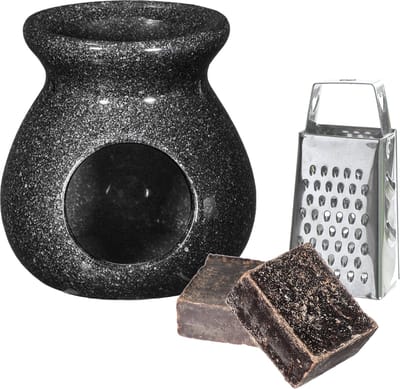 Ideas4seasons Amberblokjes/geurblokjes cadeauset - ylang ylang - inclusief geurbrander en mini rasp