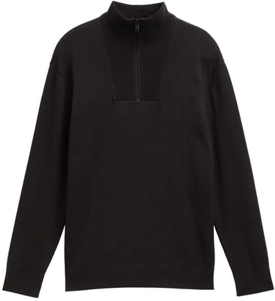 Tom Tailor Denim - Troyer gebreide trui van katoen - Maat XS - Night Watch Black