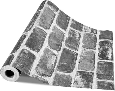 Zelfklevend Behang - Grijs Baksteen Behang - Plakfolie - Waterdicht Vinyl - Afwasbaar - Verwijderbaar - Zonder Lijmresten - Eenvoudig Knippen - Keuken En Slaapkamer - 45cm x 10m - Muurdecoratie - Grijs