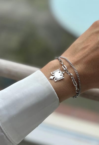 Albanese Adelaar armband met Hanger - Stainless Steel Silver Plated |Zilver | ketting Albanië | Balkan | Joegoslavie | Albania | Shqipëri |