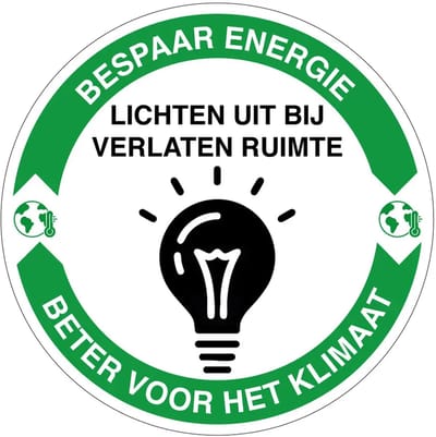Lichten uit bij verlaten ruimte energie besparen bord | gecoat dibond materiaal | 10 cm
