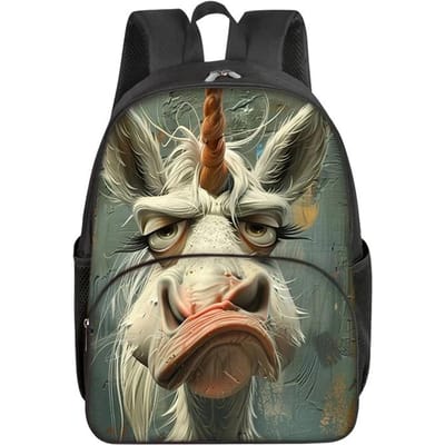 Rond voorvak rugzak met schaap voor Jongens en Meisjes Beste Cadeaus 2D Platte Cartoon Schooltas voor Kinderen gray