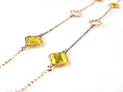 model Fiori open klavers collier in zilver roze verguld gele klavers