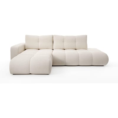 Hoekbank SOLA met slaapfunctie links chenille bouclé | NADUVI Collection