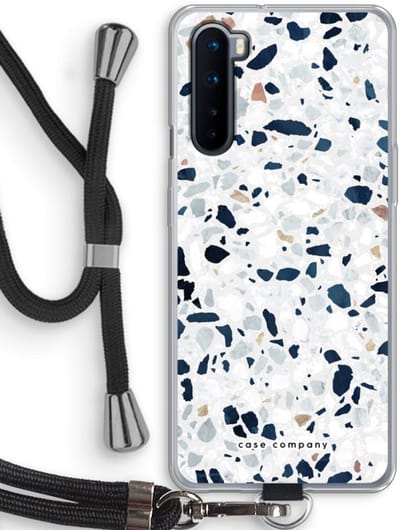 Case Company® - Hoesje met koord geschikt voor OnePlus Nord hoesje met Koord - Terrazzo N°1 - Telefoonhoesje met Zwart Koord - Bescherming aan alle Kanten en Over de Schermrand