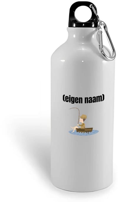 Hacebo® - visser in een bootje met eigen naam waterfles - Vissen - liefhebber van vissen - iemand die houdt van vissen - verjaardag - cadeau - kado - geschenk - water fles - 400ML