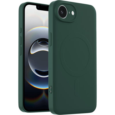 ShieldCase siliconen back cover met magneet geschikt voor iPhone 16e / iPhone 17e hoesje - TPU / siliconen backcover - telefoonhoesje speciaal voor magnetische accessoires - hoesje met camera cover (donkergroen)