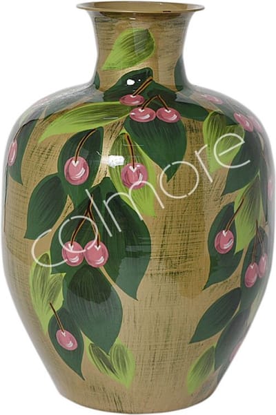 Colmore by Diga vaas goud/groen fruit handbeschilderd enamel 32x32x48cm