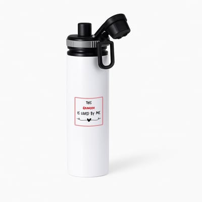 Hacebo® - this grandpa is loved by me waterfles met draaidop grijs - Opa - iemand die houdt van zijn opa - verjaardag - cadeautje voor opa - opa artikelen - kado - geschenk - water fles - 850ML