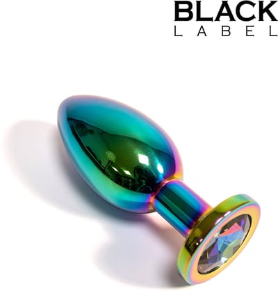 Black Label - Metalen Buttplug met Siersteen - Rainbow