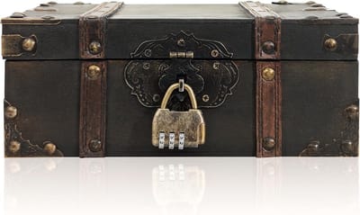 Decoratieve Houten Schatkist met Deksel en Slot - Vintage Opbergdoos voor Aandenkens