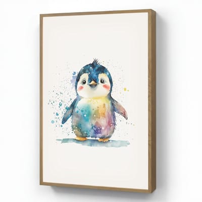 Wandlamp 70x100 cm - Oplaadbaar - Pinguïn - Regenboog - Waterverf - Dieren - Kinderen - Wandlampen binnen woonkamer - Slaapkamer lamp - Decoratieve nachtlamp - Vloerlamp draadloos