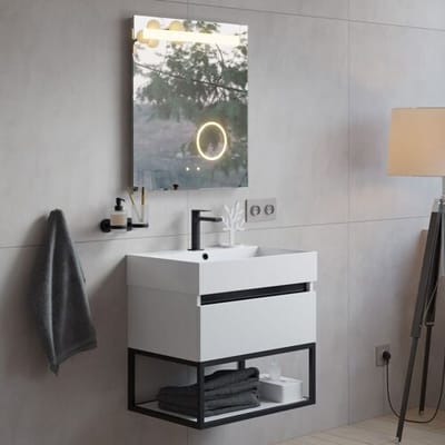 pianura benetti Giulia washbasin combination 60 cm with LED light mirror B060154038-WH-SET