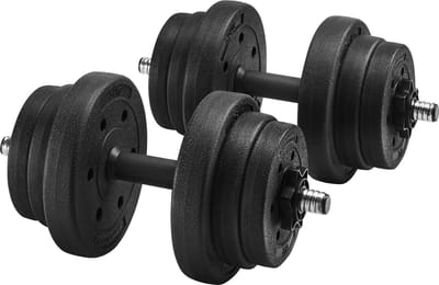 SONGMICS - Dumbbell - Set van 2 Halters - 20 kg - Kunststof Halterstangen - Voor Krachttraining en Workout