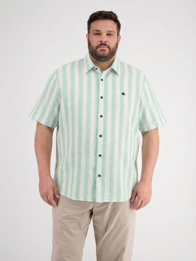 LERROS Gestreept overhemd met korte mouwen in grote maten , Maat: 3XL , Kleur: MINT WATER , 76% katoen, 24% polyester