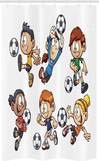 ABAKUHAUS Douchegordijn – Voetbal-cartoon – Kinderen – 120x180 cm
