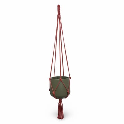 Plantenhanger 'Classic' - Kies kleur en lengte - Rood/Roestbruin - 100 cm lang - Katoenkoord - Geschikt voor Pot met Diameter t/m 20 cm - Handgemaakt in ons Macramé Atelier - Prijs per Stuk - Let op: Exclusief Pot - Inclusief Verzendkosten
